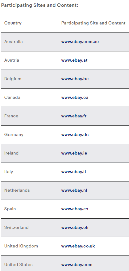 ebay participating sites