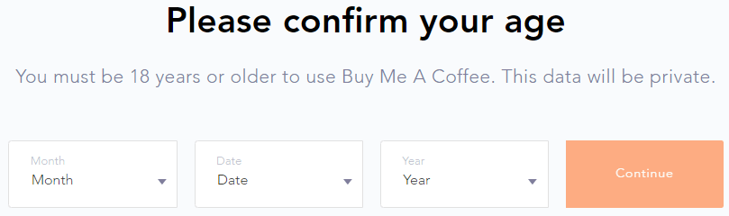 buy me a coffee confirm age