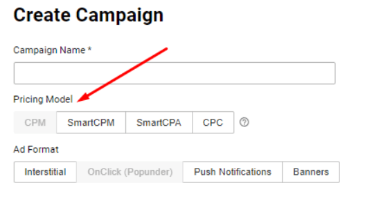 Create campaign in propellerads