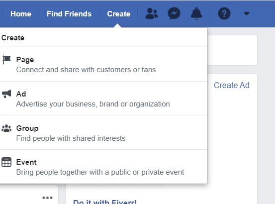 facebook create