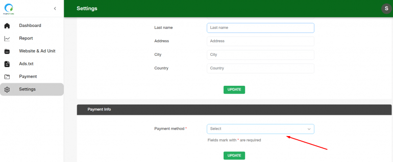 PubFuture Payment Settings