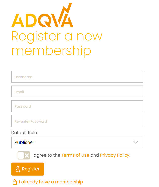 Adqva publisher sign up