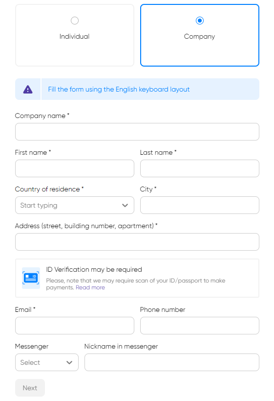 Monetag publisher company signup