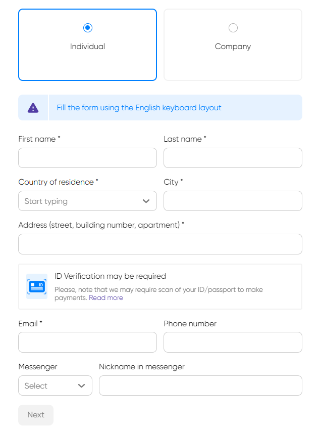 Monetag publisher individual signup
