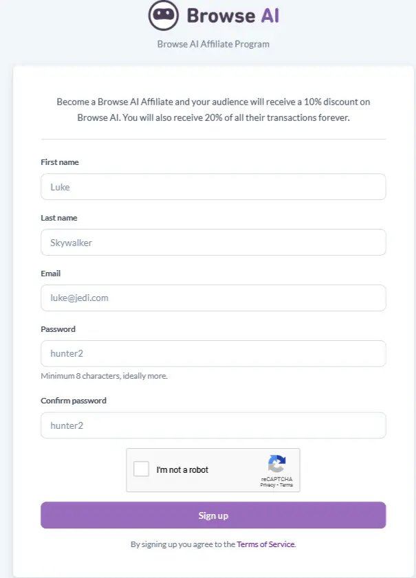 Browse AI affiliate program Sign up