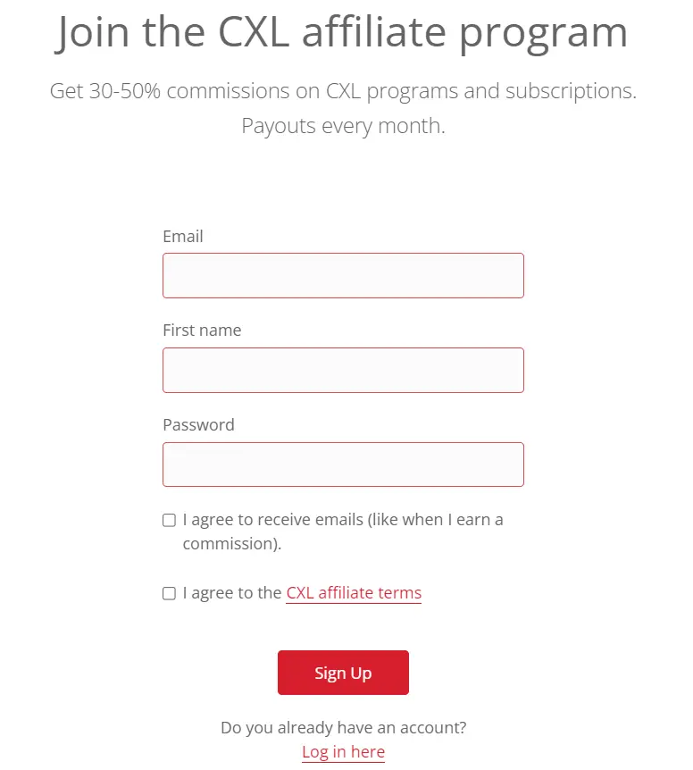 CXL affiliate program sign up