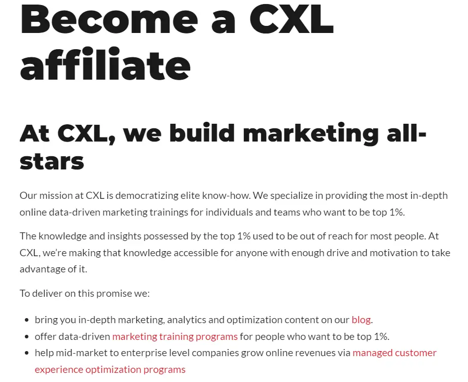 CXL affiliate program