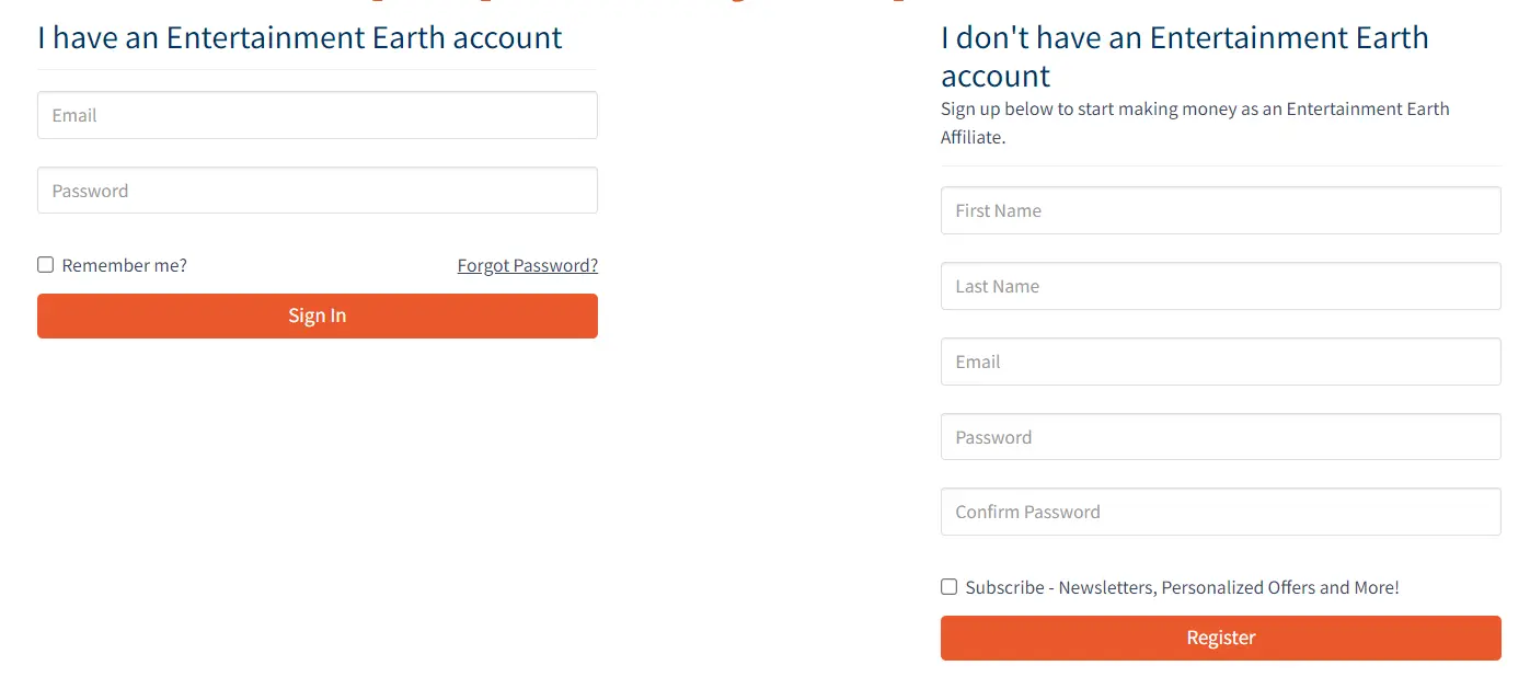 Entertainment earth affiliate program sign up