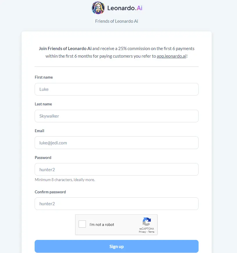 Leonardo AI affiliate sign up