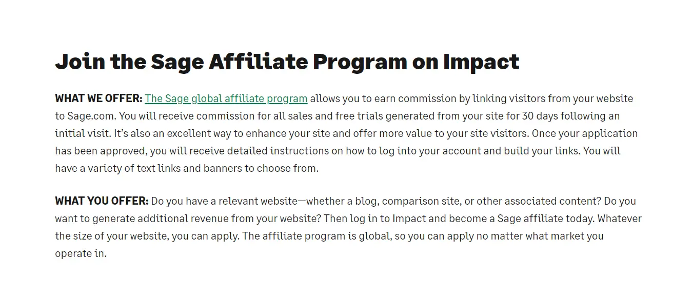 Sage affiliate program