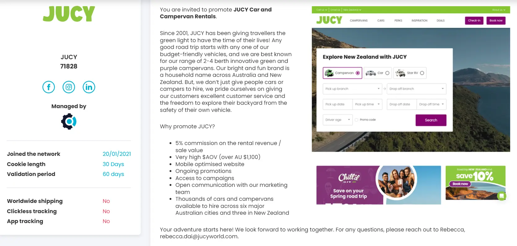 Jucy affiliate program