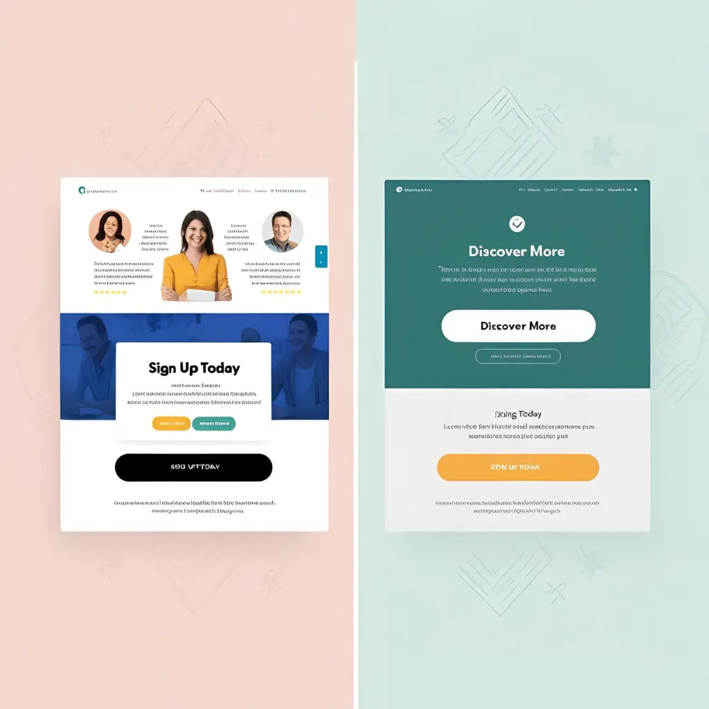 AB testing example with two landing page versions