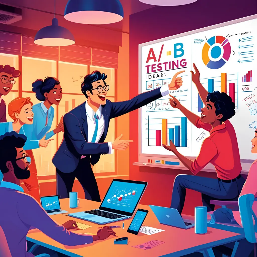Marketer brainstorming AB testing ideas on a whiteboard