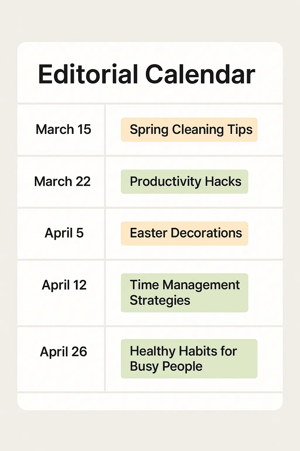 Content calendar for affiliate campaign planning