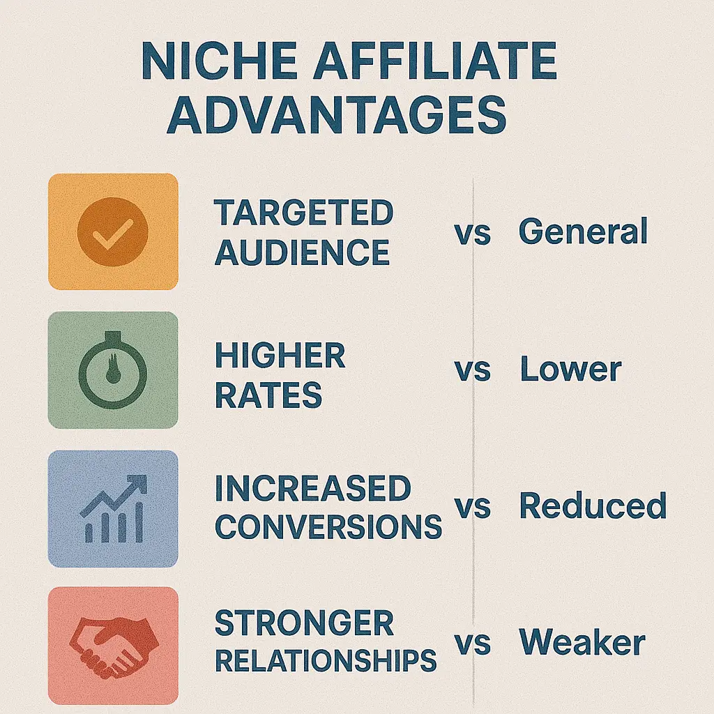 Core benefits of niche affiliate marketing at a glance