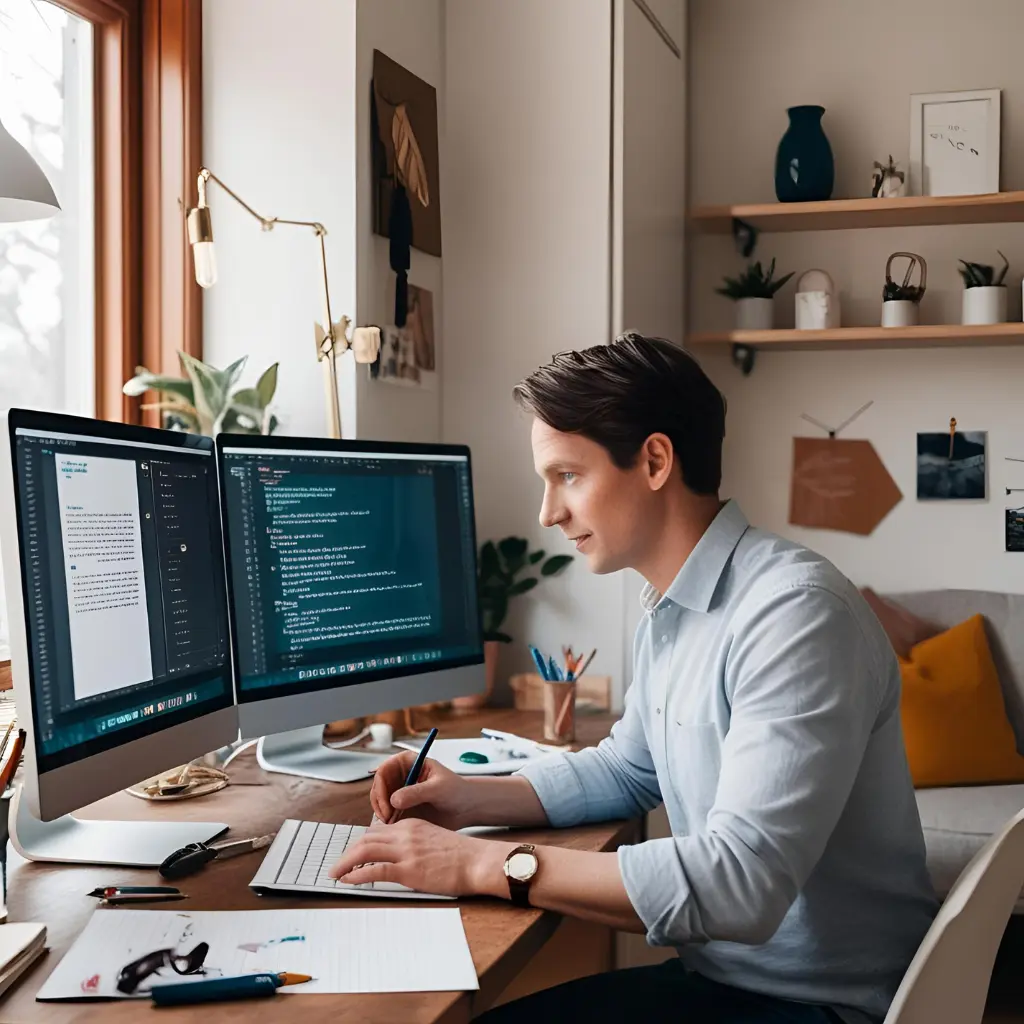 Marketer using AI tools to write blog content in 2025