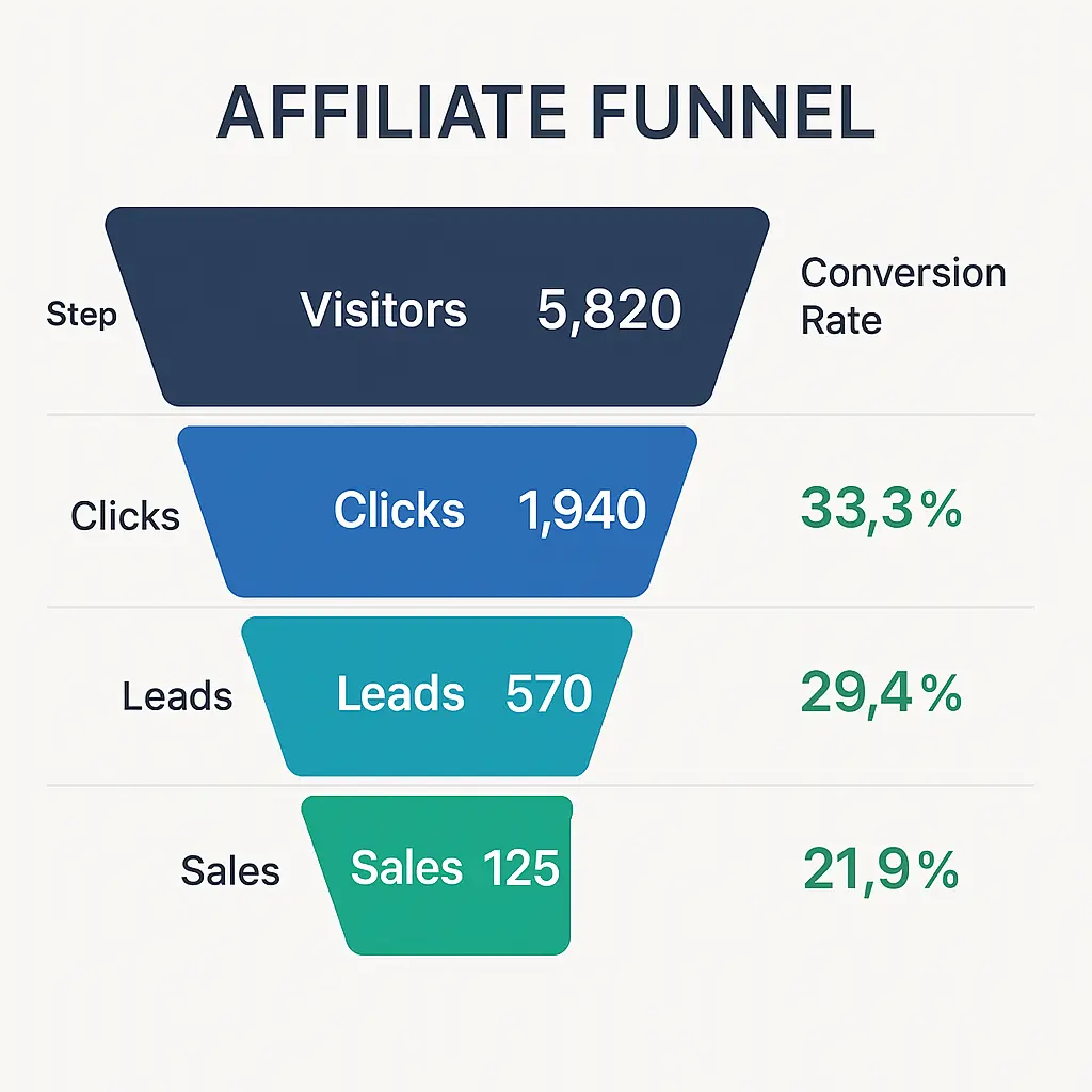 Modern affiliate marketing funnel with data and analytics