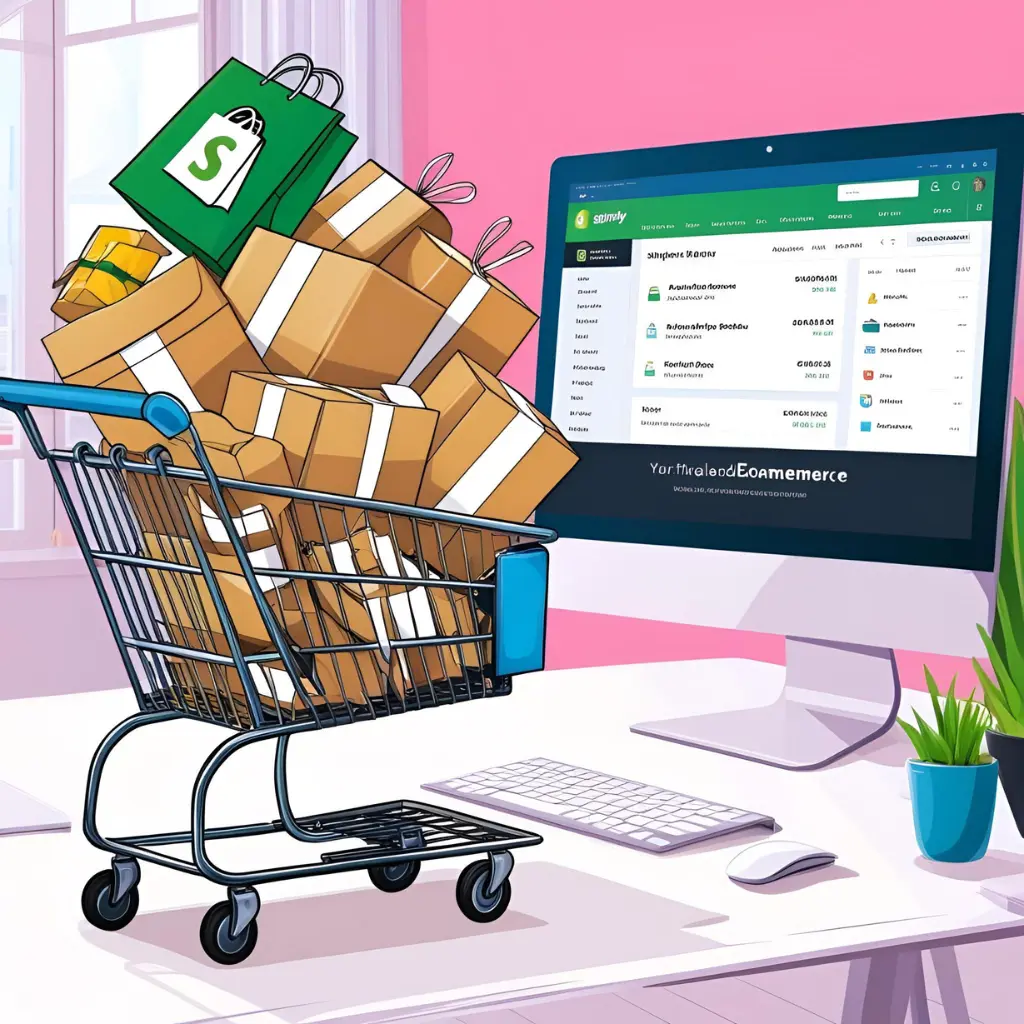 Online eCommerce dashboard and delivery boxes