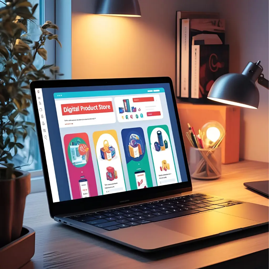 Online store showing various digital products