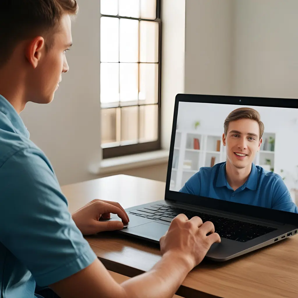 Online tutor teaching a student via video call