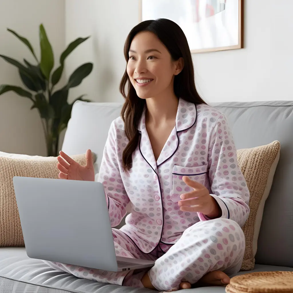 Remote employee attending virtual meeting from home