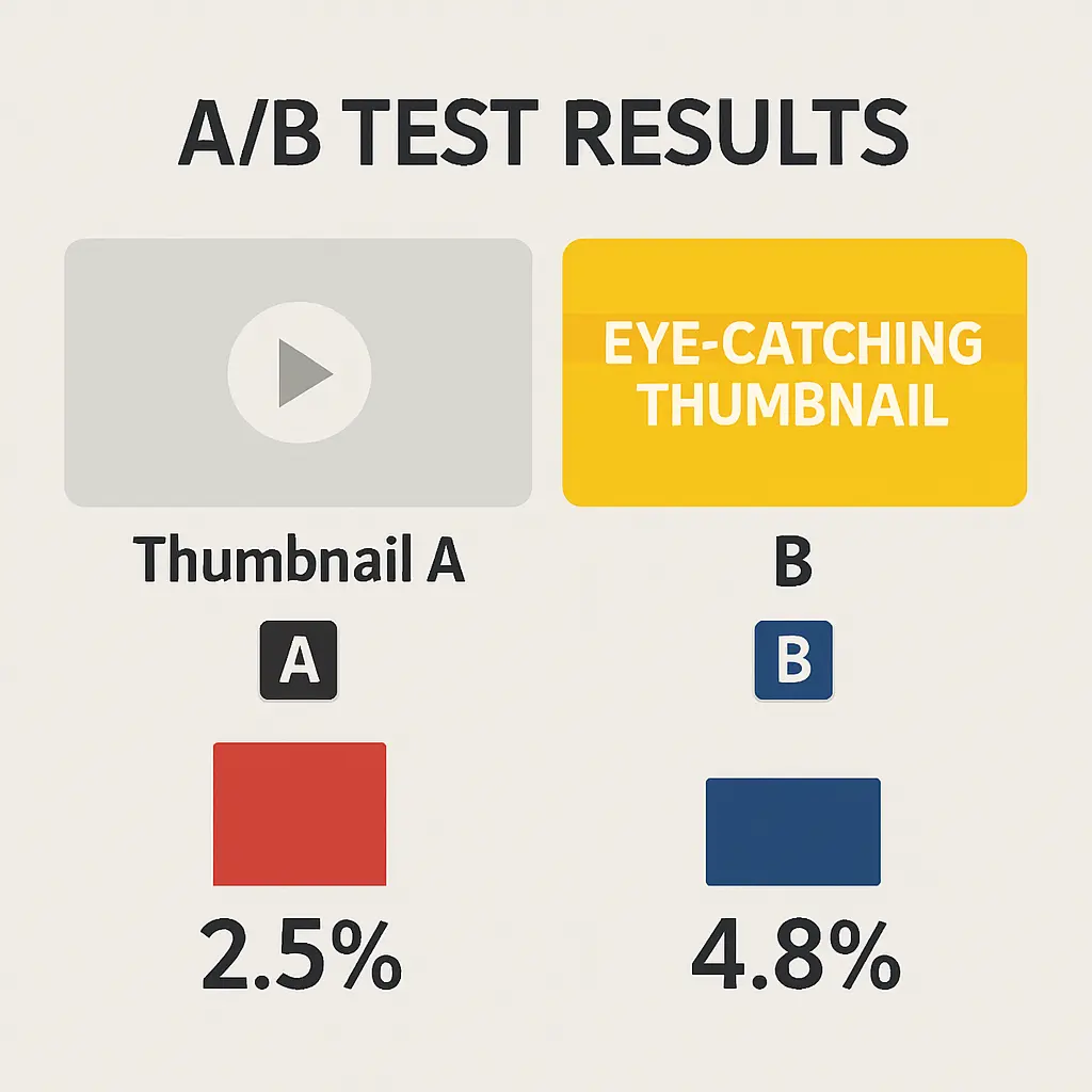 Side by side AB test results of different thumbnail styles