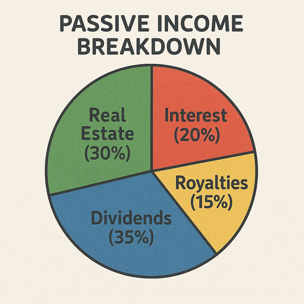 Visual graph depicting different online income sources