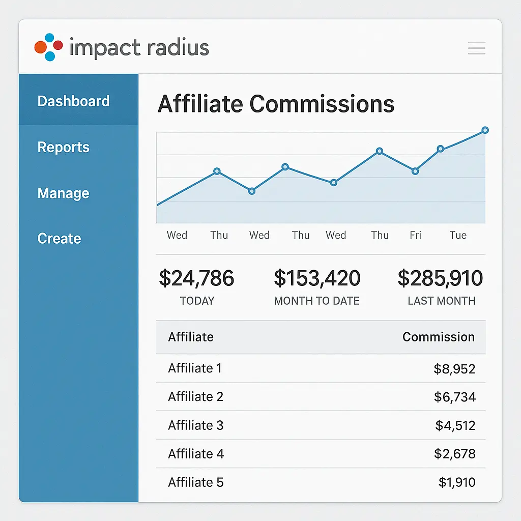 Affiliate dashboard in Impact Radius showing Moz commission reports