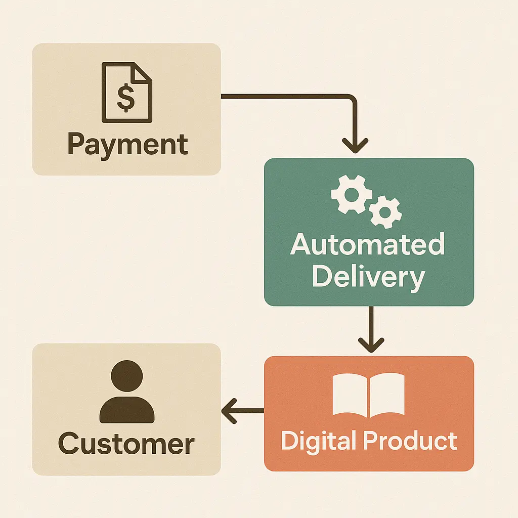 Automatic digital delivery process for online products