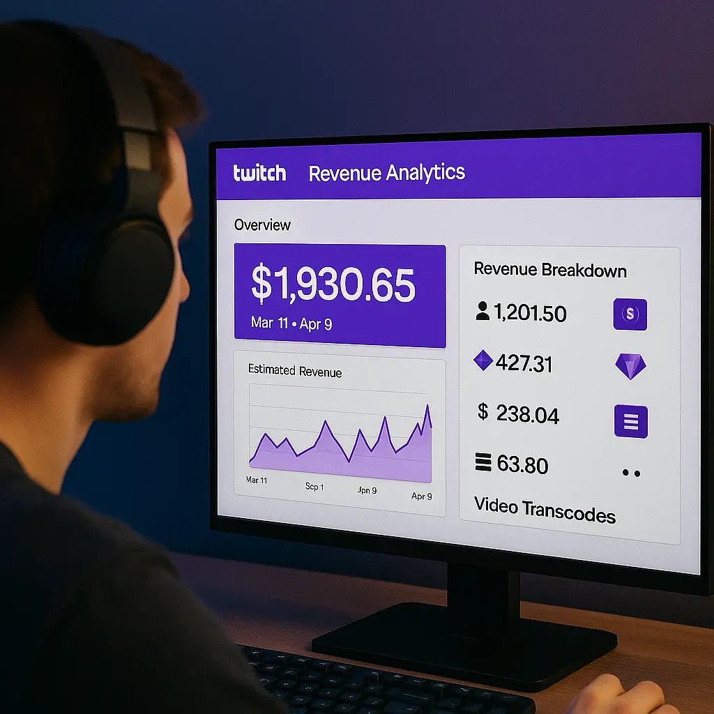 Content creator analyzing monthly earnings from subscriptions and ads