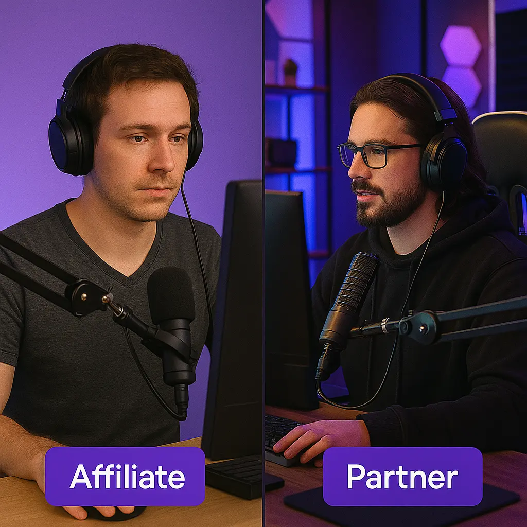 Difference between an Affiliate's basic setup and a Partner's high-end streaming rig