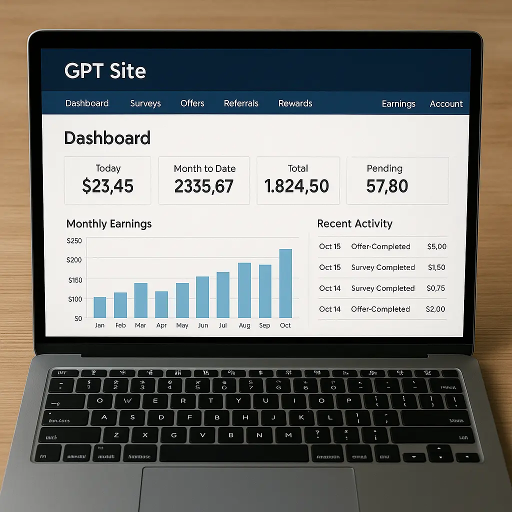 Earnings dashboard on GPT website
