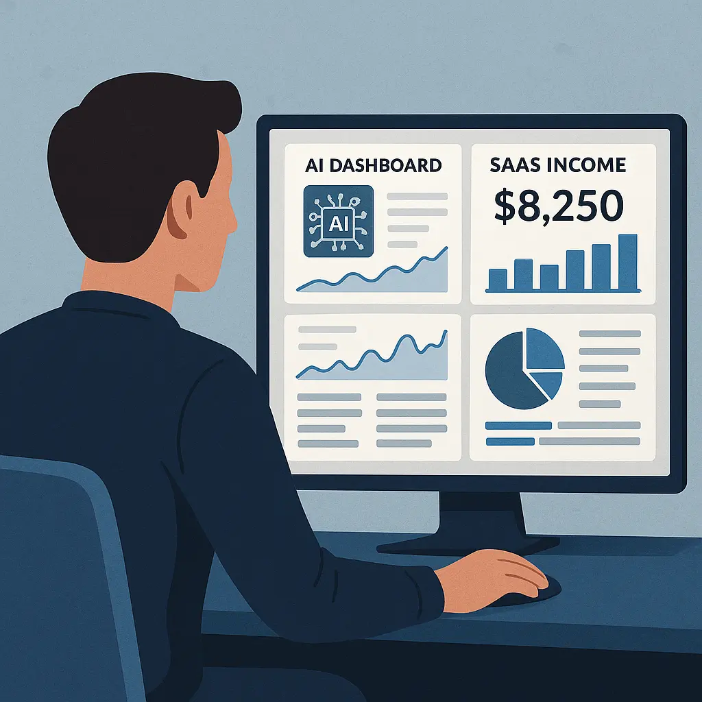 Entrepreneur using AI dashboards for building a Micro SaaS tool