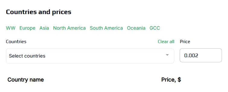 Epicads countries and prices