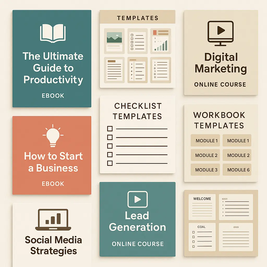 Examples of digital products sold online