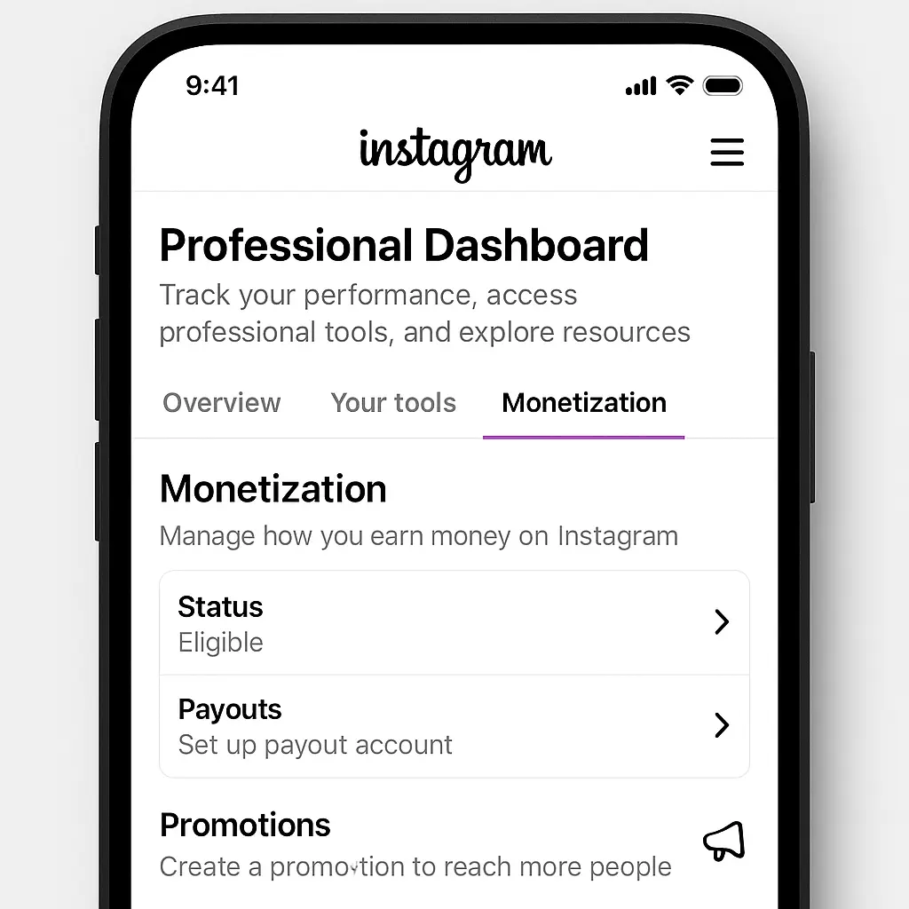 Monetization dashboard in Instagram Professional account
