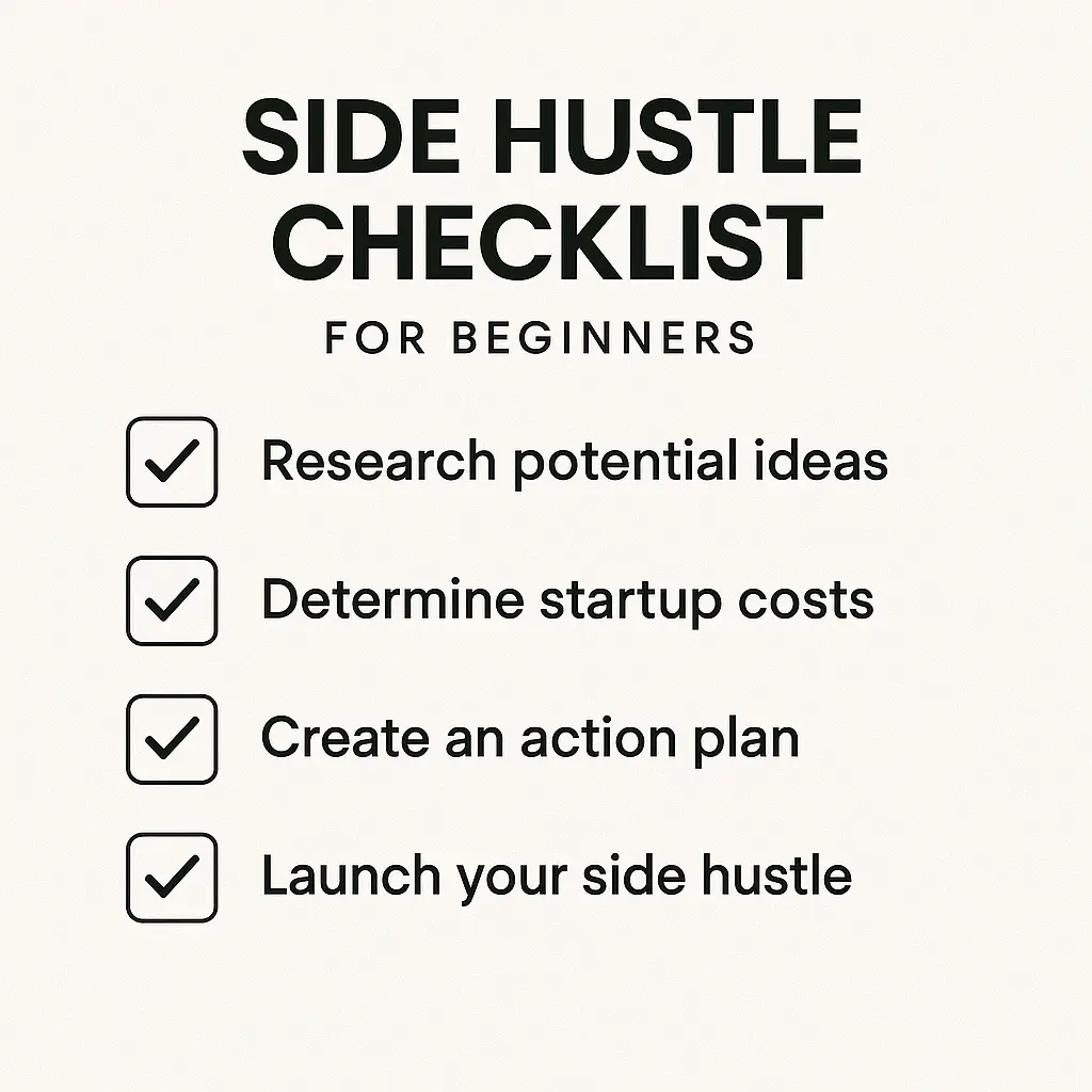 Simple checklist graphic for housewives starting side hustles