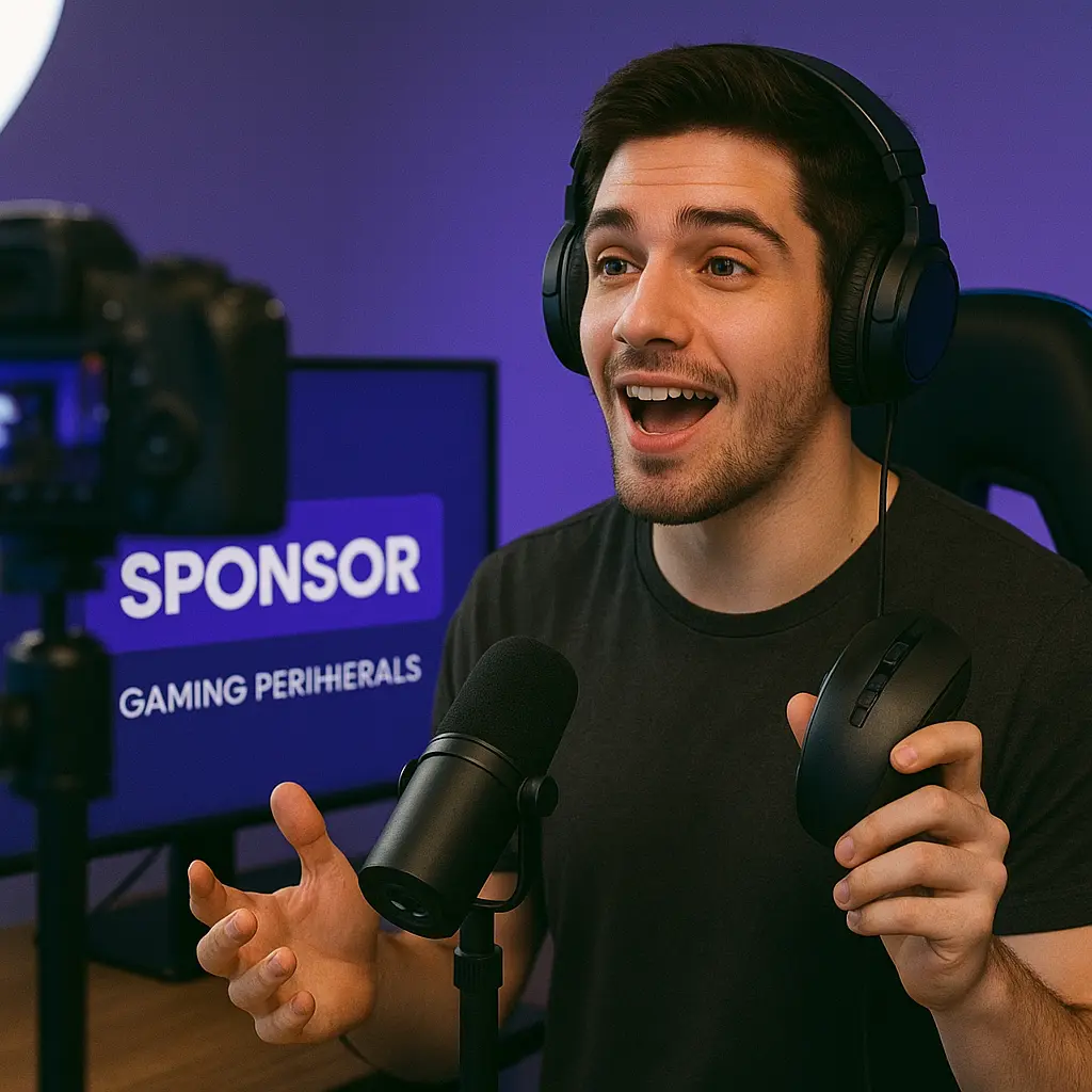 Streamer records a sponsored product review for YouTube