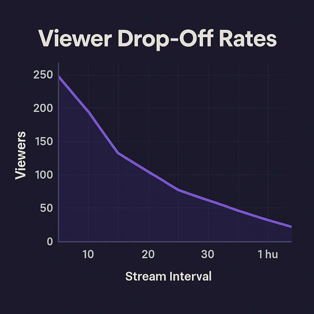 Twitch viewer retention drop-off analysis graph