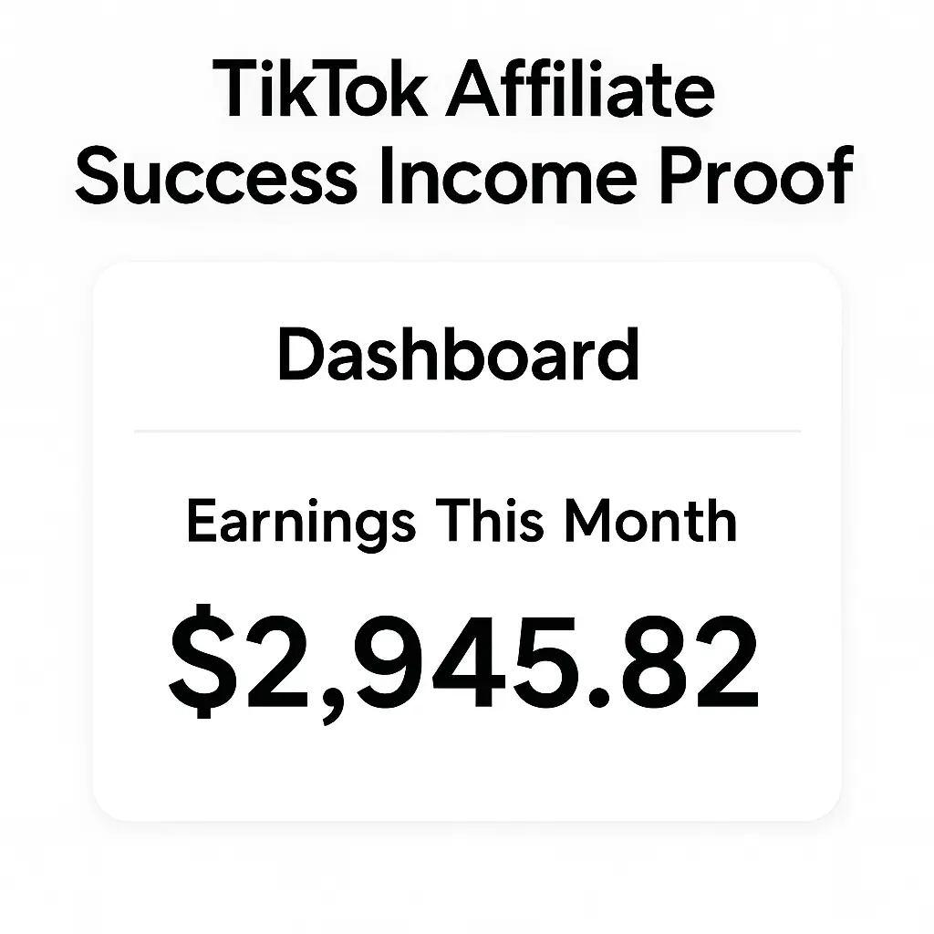A screenshot of a TikTok affiliate earnings dashboard showing 10K+ monthly income