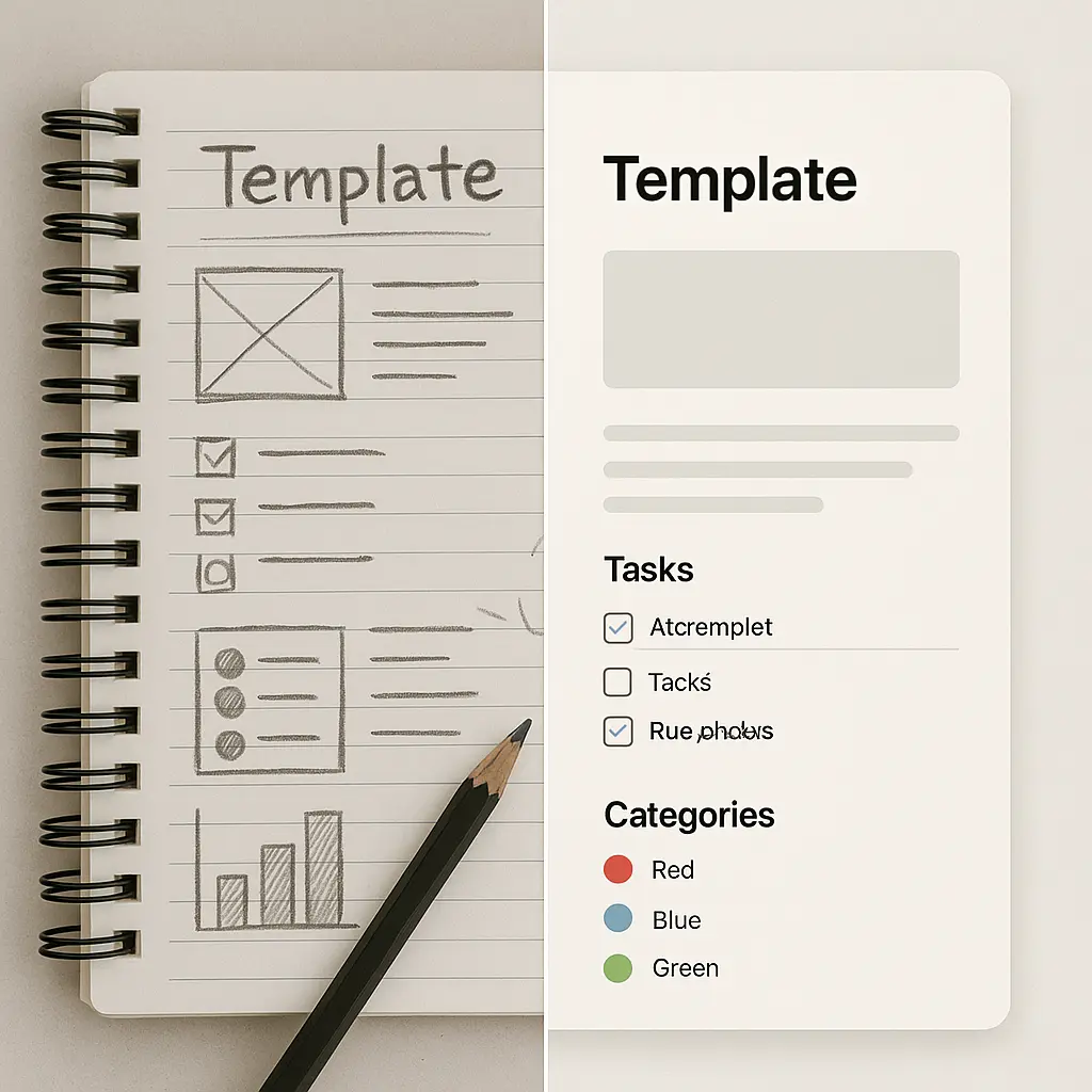 From idea to finished Notion template - creation process workflow