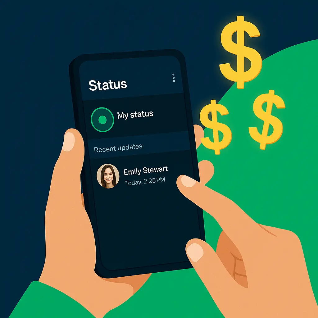 Person earning money from WhatsApp Status updates