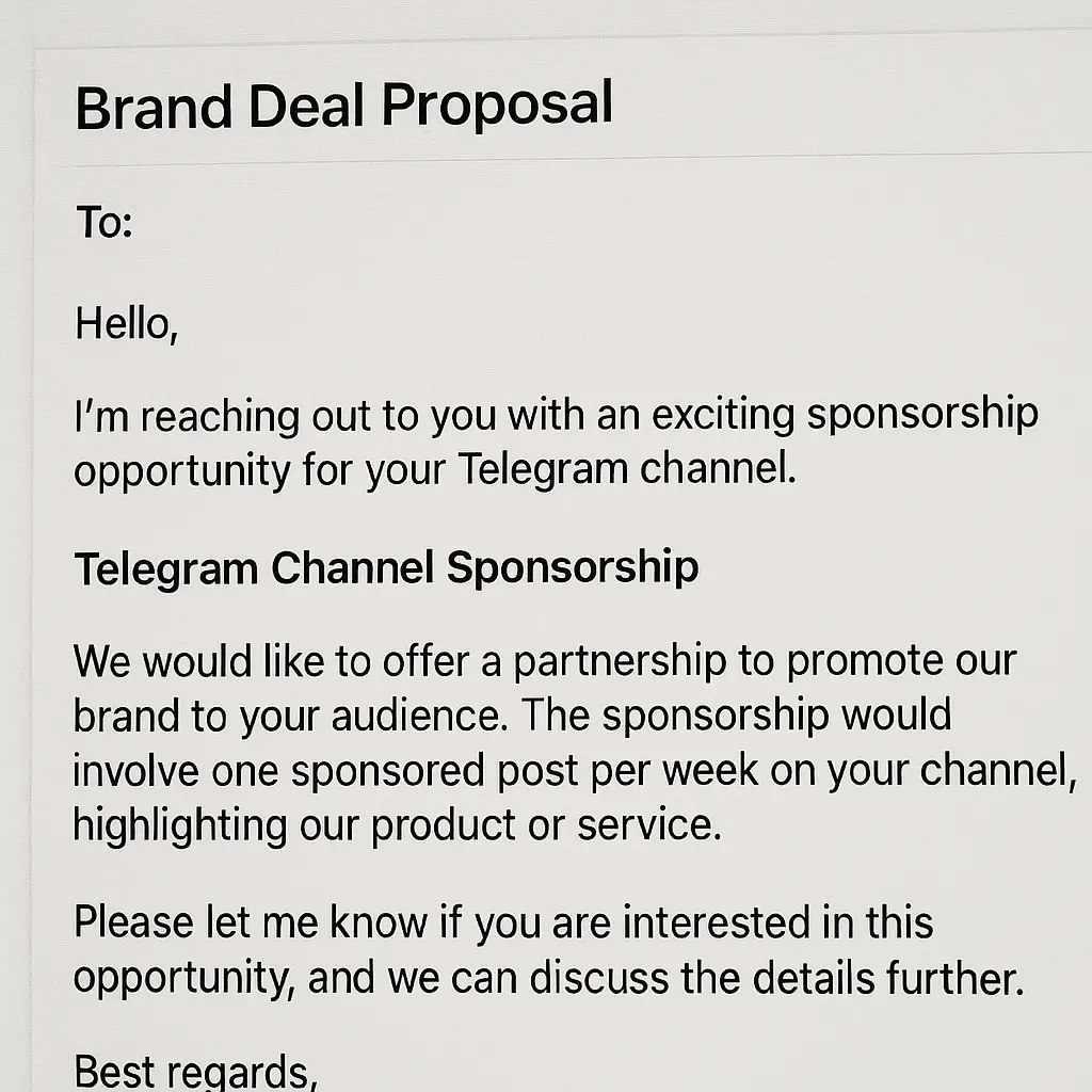 Telegram channel admin negotiating a sponsorship deal
