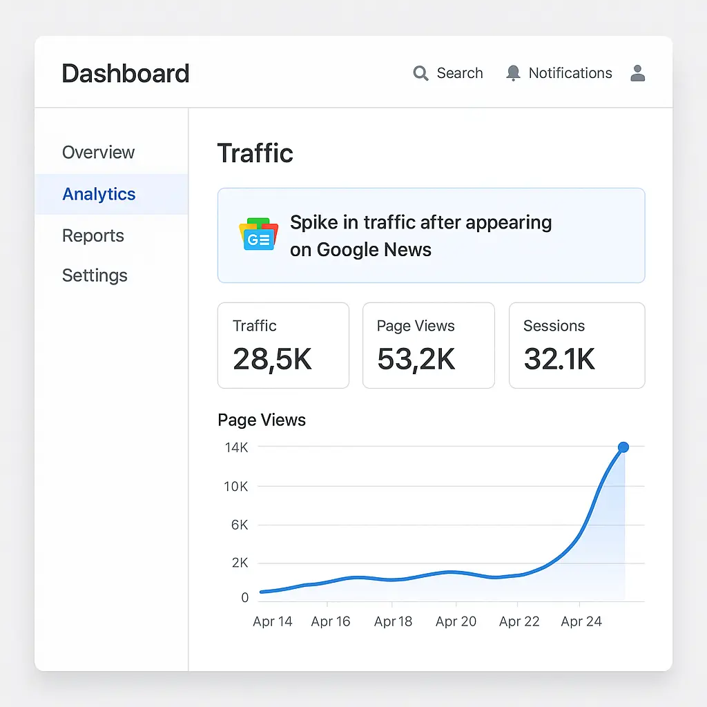 Traffic surge from Google News