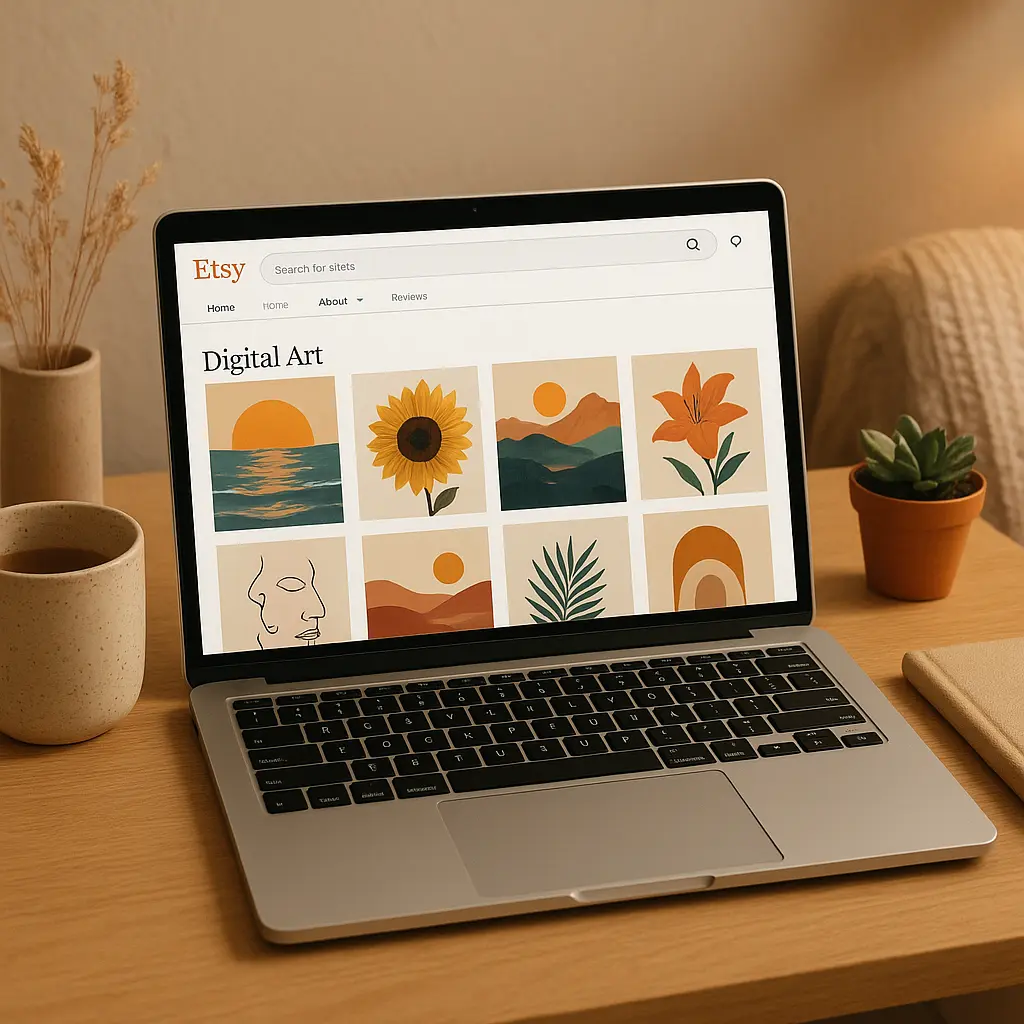 Etsy shop selling AI-generated art prints