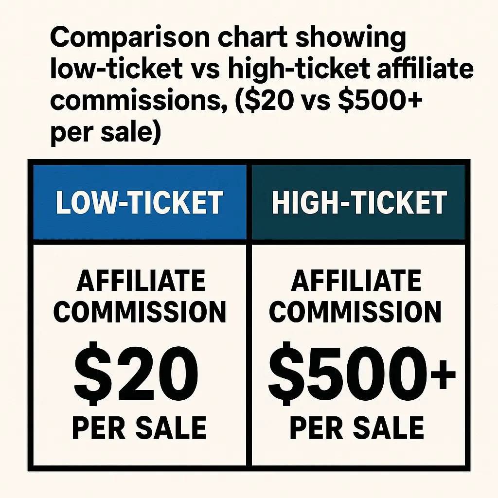 Low-ticket vs high-ticket affiliate marketing commission comparison for beginners