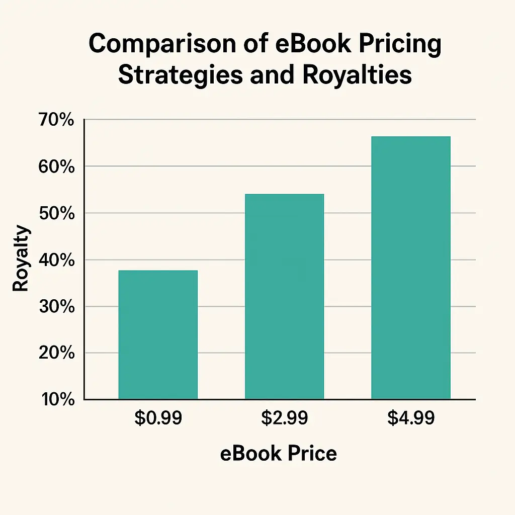 Pricing comparison chart showing royalty earnings at different eBook price points