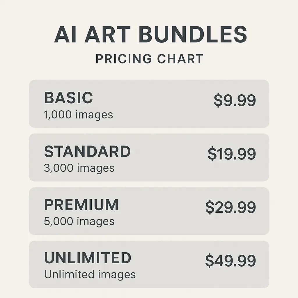 Pricing structure for selling AI-generated art