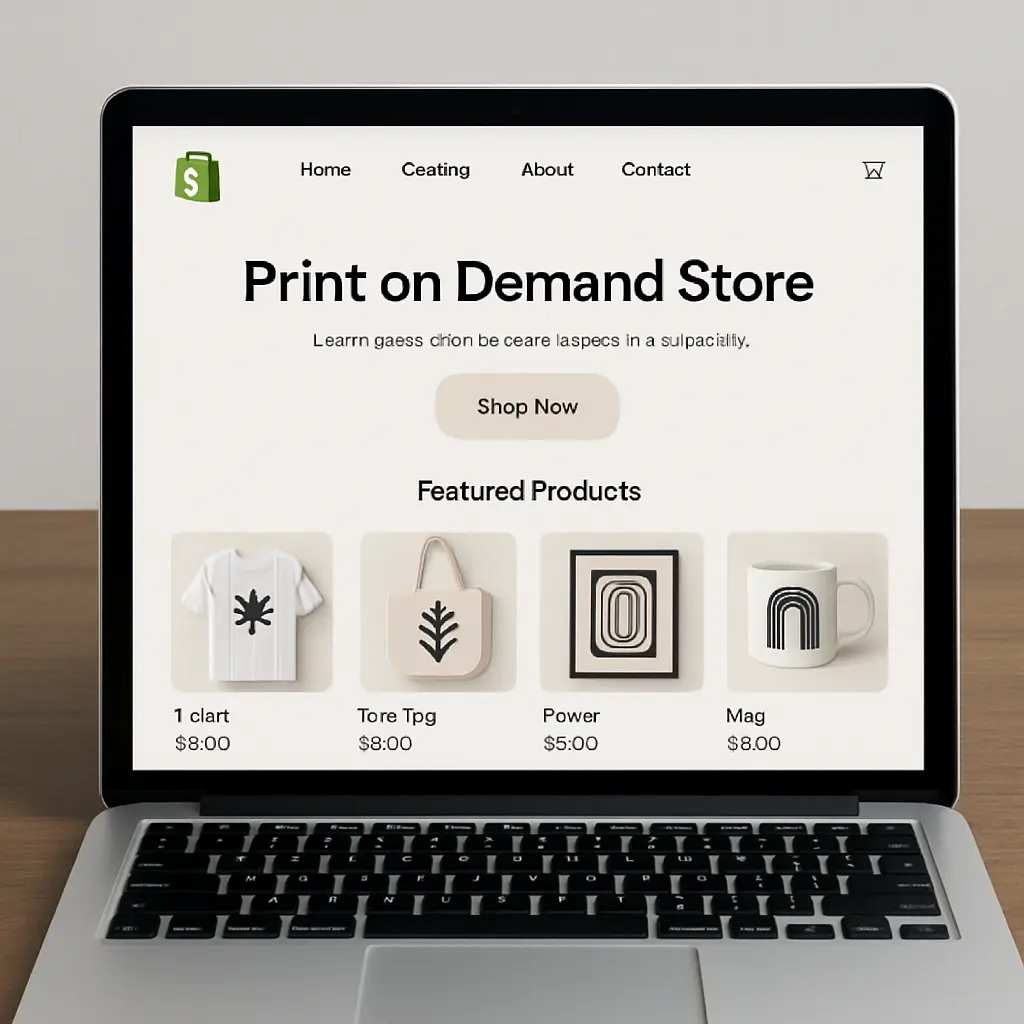 Sample storefront of a Shopify print on demand business