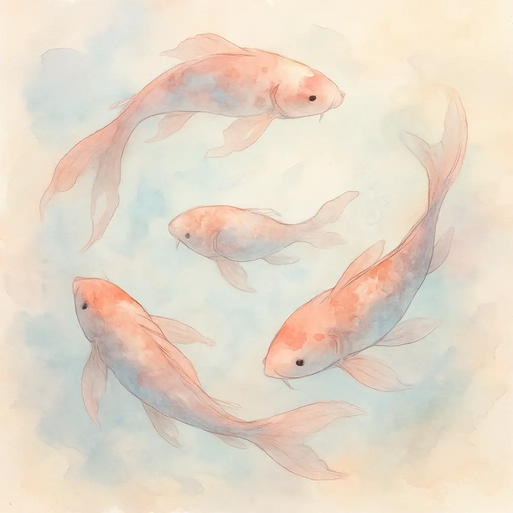 Watercolor koi fish AI artwork created using Midjourney